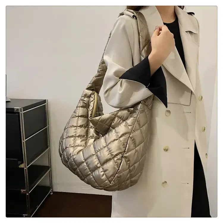 Gold Plated Quilted Shoulder Messenger Bag for Women — feature 21