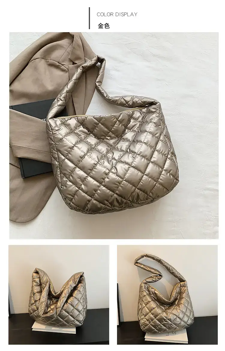 Gold Plated Quilted Shoulder Messenger Bag for Women — feature 32