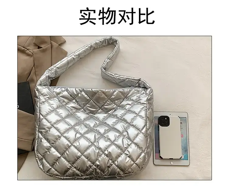Gold Plated Quilted Shoulder Messenger Bag for Women — feature 5