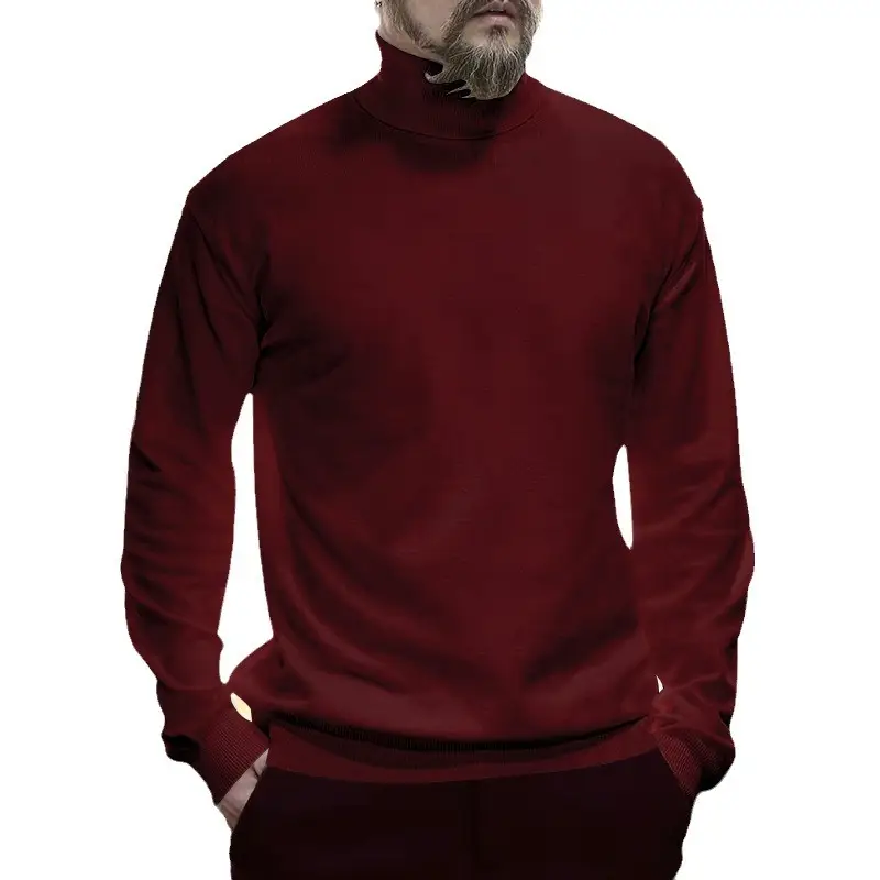 Men's Grey Half Turtleneck Long Sleeve Knitwear - Image 11