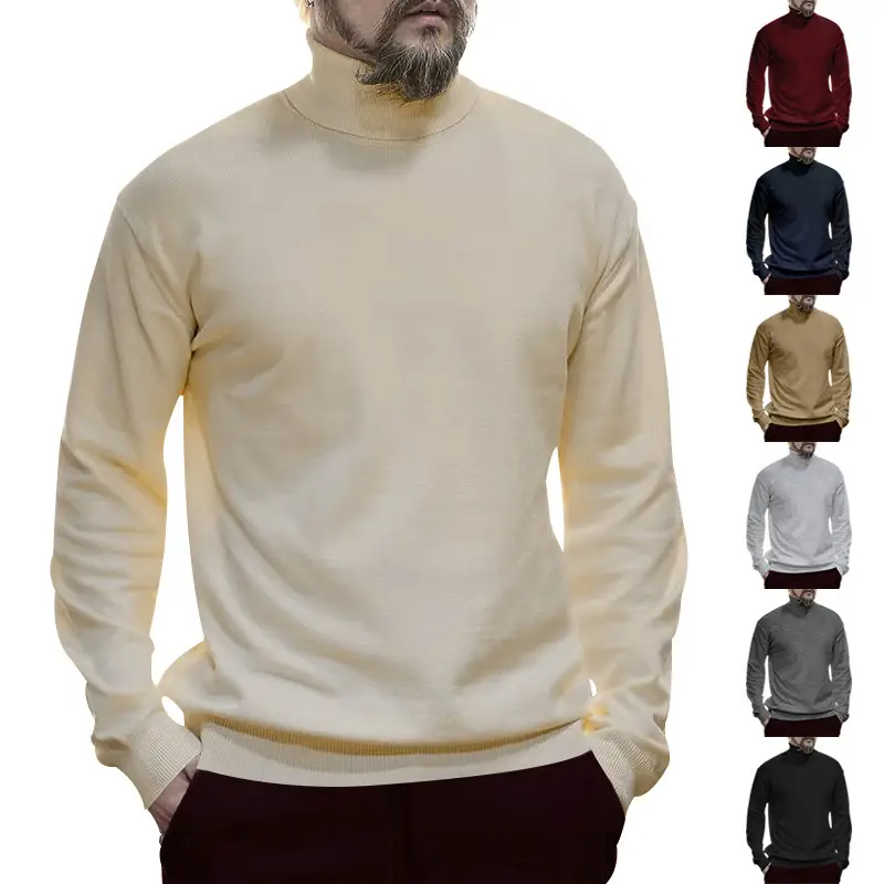 Men's Grey Half Turtleneck Long Sleeve Knitwear — feature 1