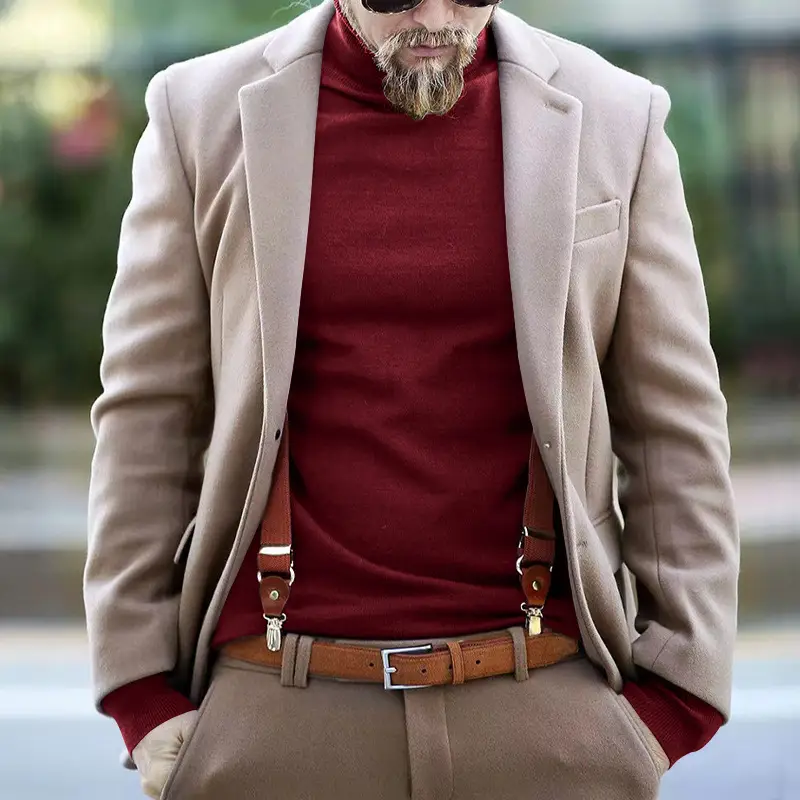 Men's Grey Half Turtleneck Long Sleeve Knitwear — feature 16