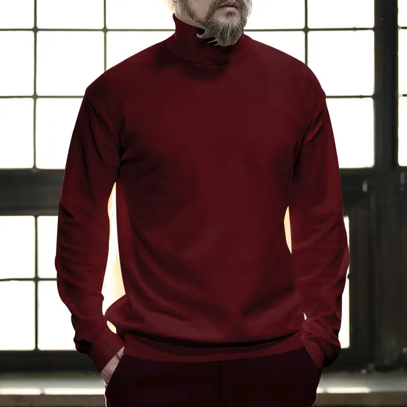 Men's Grey Half Turtleneck Long Sleeve Knitwear — feature 18