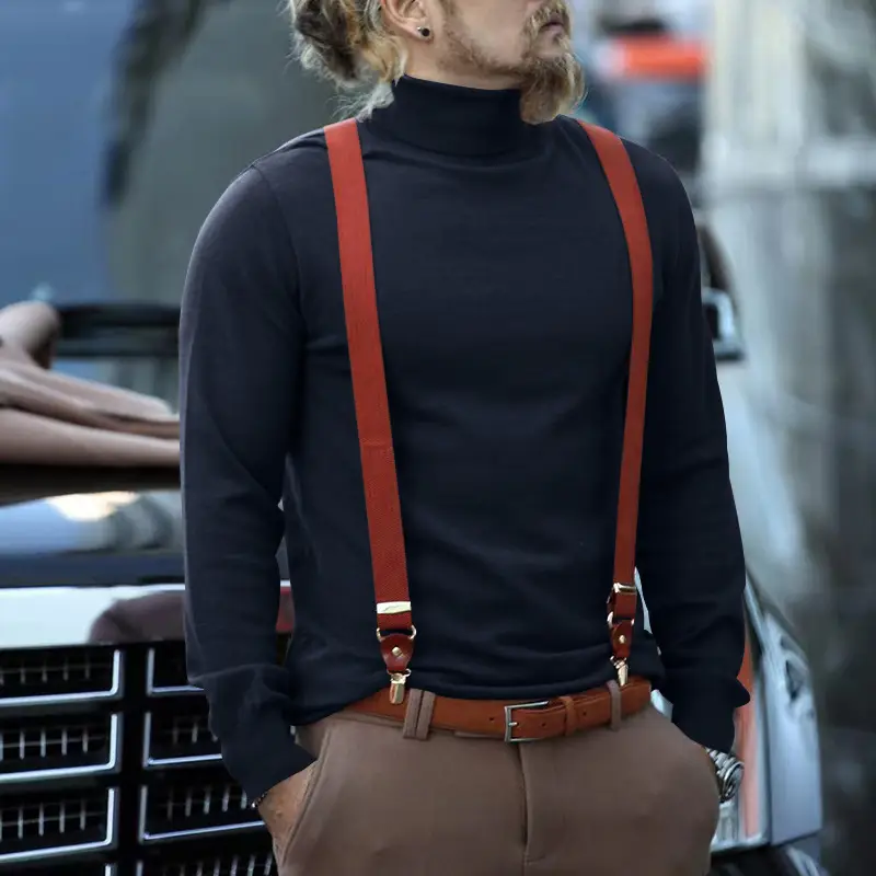 Men's Grey Half Turtleneck Long Sleeve Knitwear — feature 3