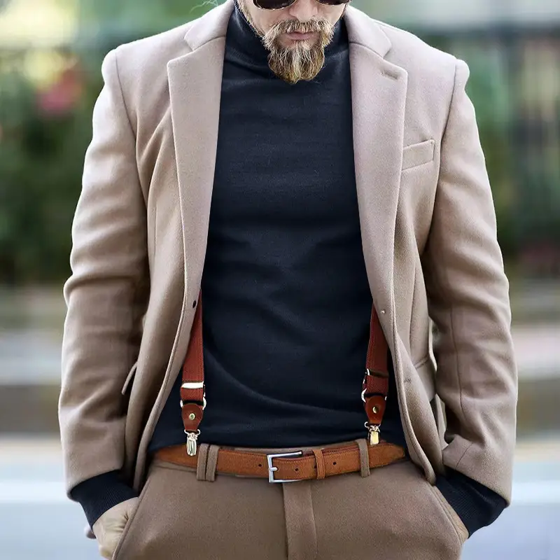 Men's Grey Half Turtleneck Long Sleeve Knitwear — feature 4
