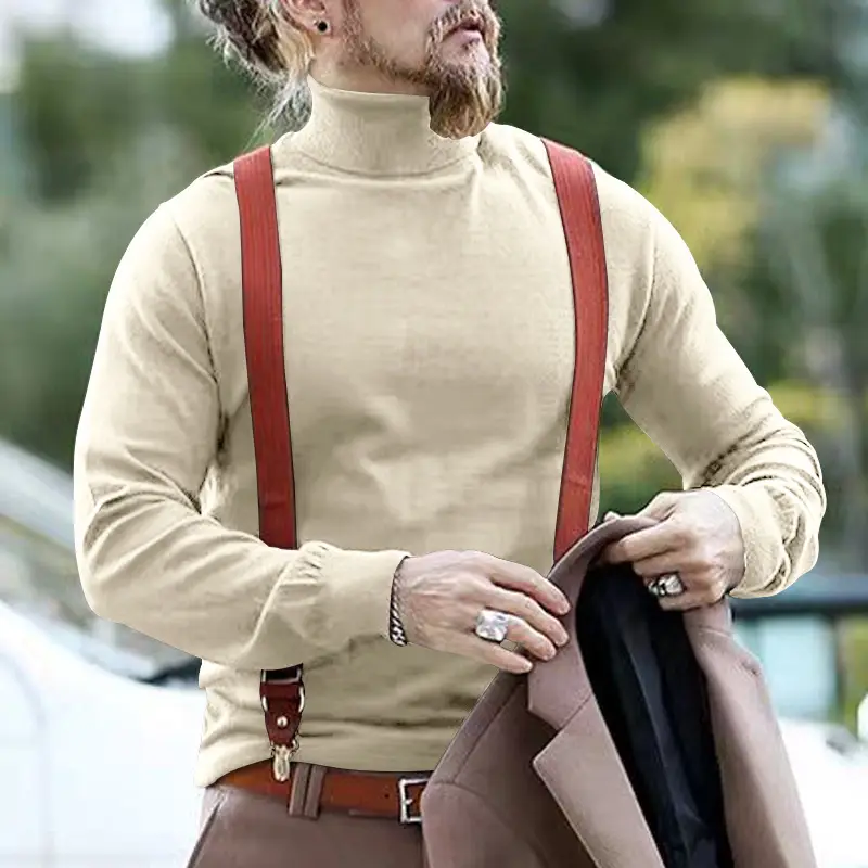 Men's Grey Half Turtleneck Long Sleeve Knitwear — feature 41