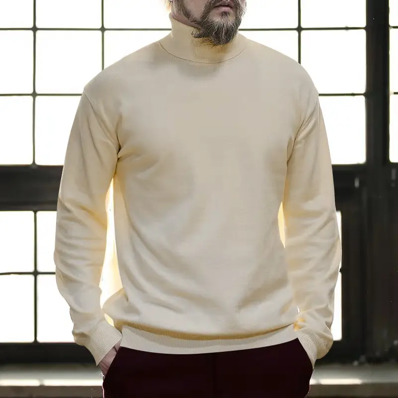 Men's Grey Half Turtleneck Long Sleeve Knitwear — feature 42
