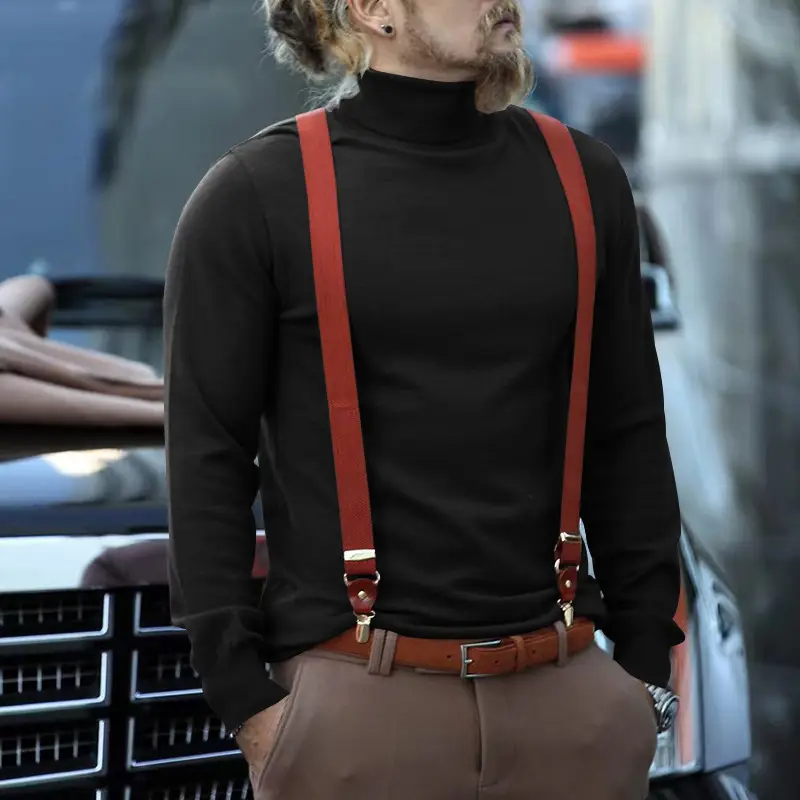 Men's Grey Half Turtleneck Long Sleeve Knitwear — feature 9
