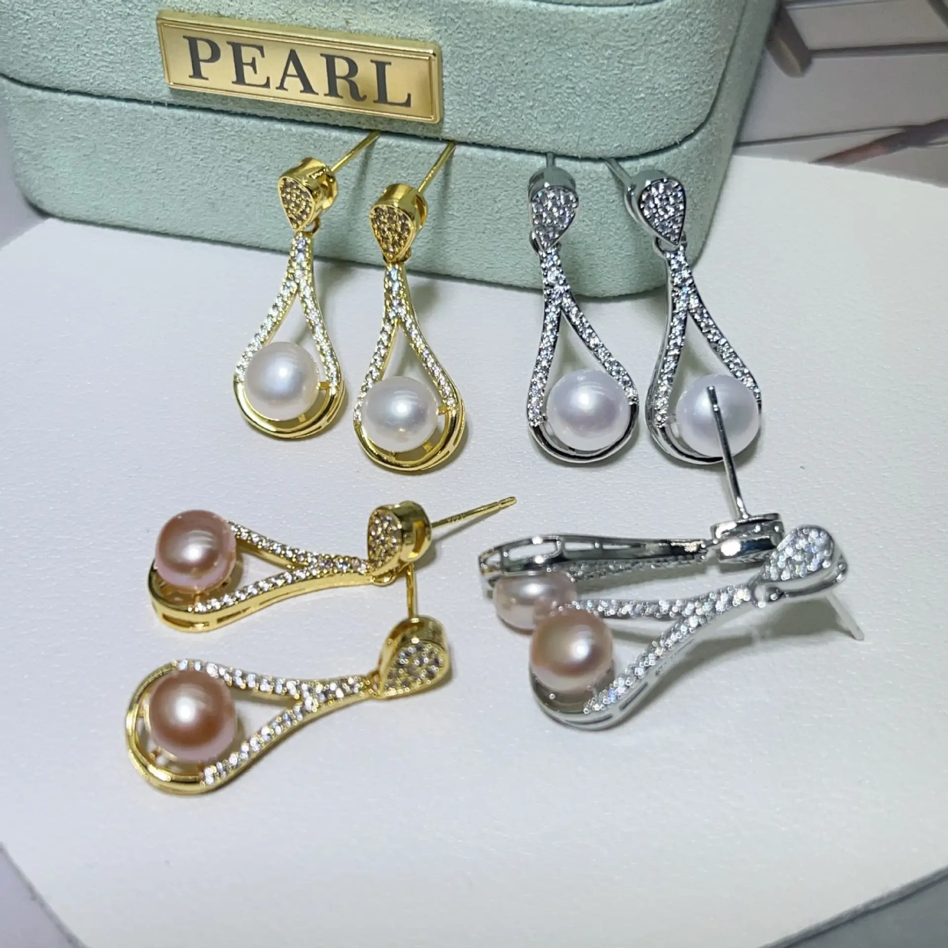 S925 Pearl Earrings Set with Zircon & Micro-inlay - Image 6