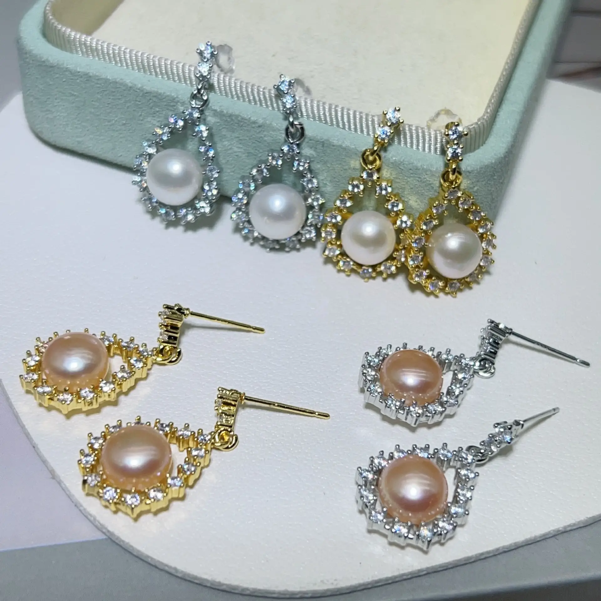 S925 Pearl Earrings Set with Zircon & Micro-inlay - Image 7