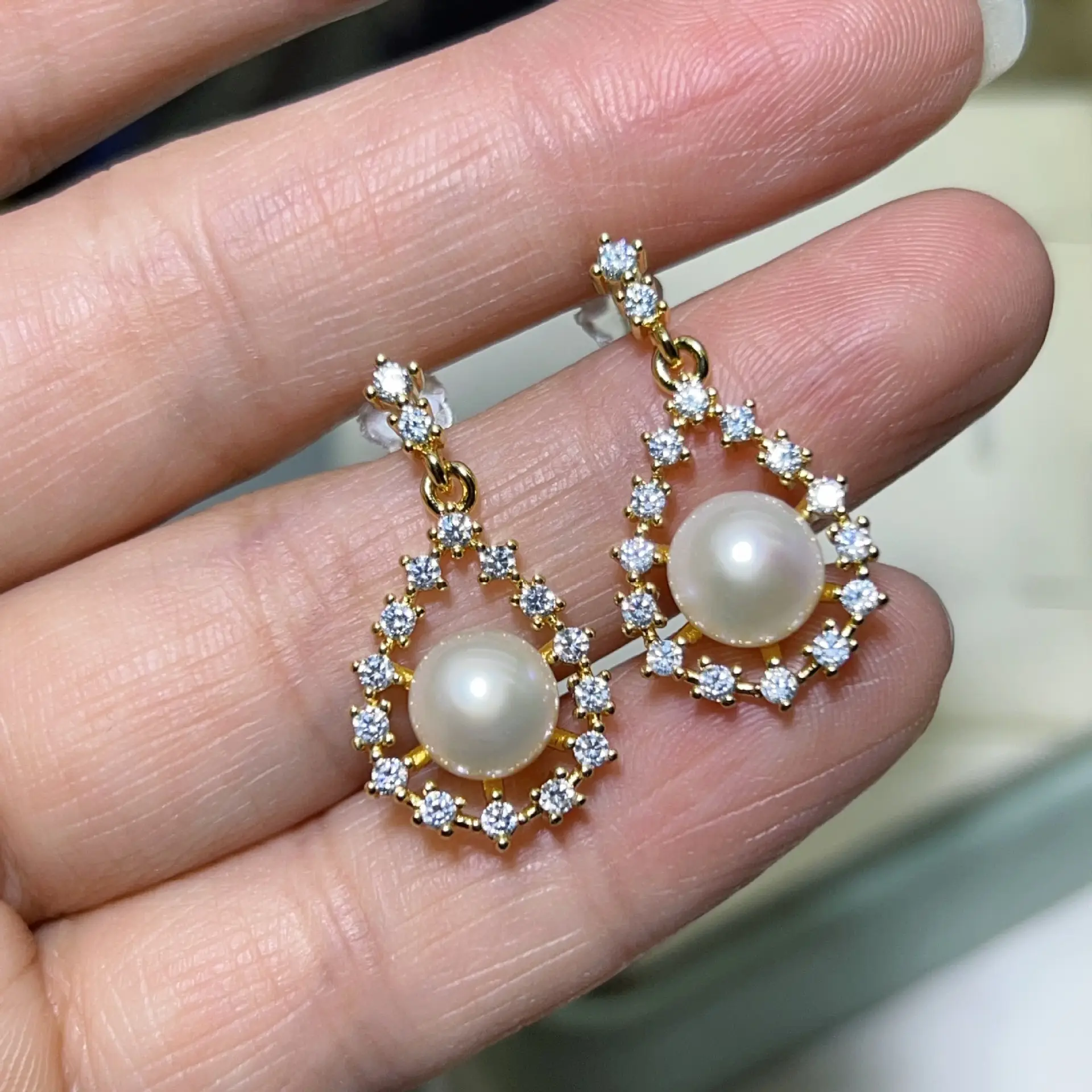 S925 Pearl Earrings Set with Zircon & Micro-inlay - Image 8