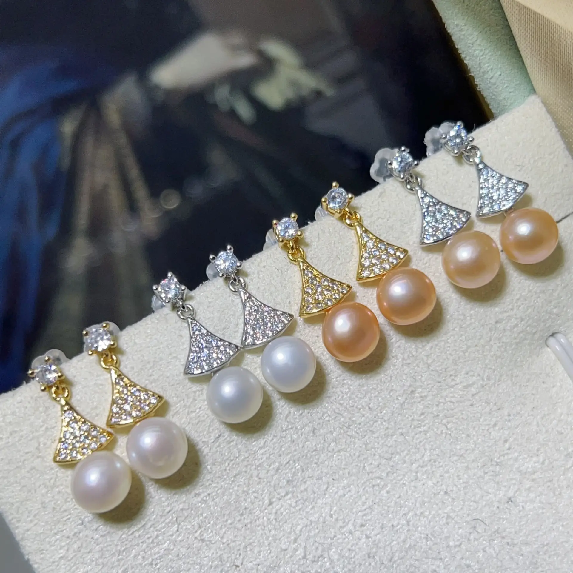S925 Pearl Earrings Set with Zircon & Micro-inlay — feature 9