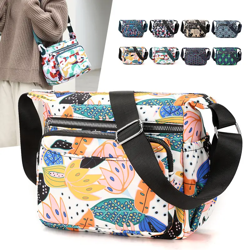 Printed Waterproof Multi-Compartment Women's Crossbody Bag - Image 9
