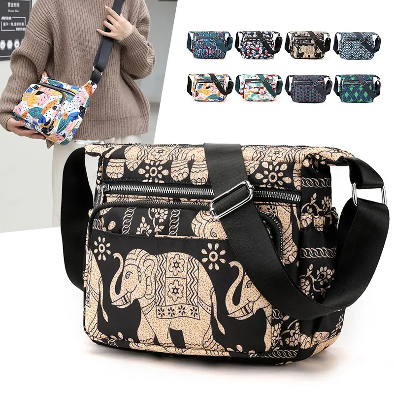 Printed Waterproof Multi-Compartment Women's Crossbody Bag - Image 10