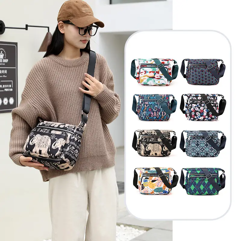 Printed Waterproof Multi-Compartment Women's Crossbody Bag - Image 11