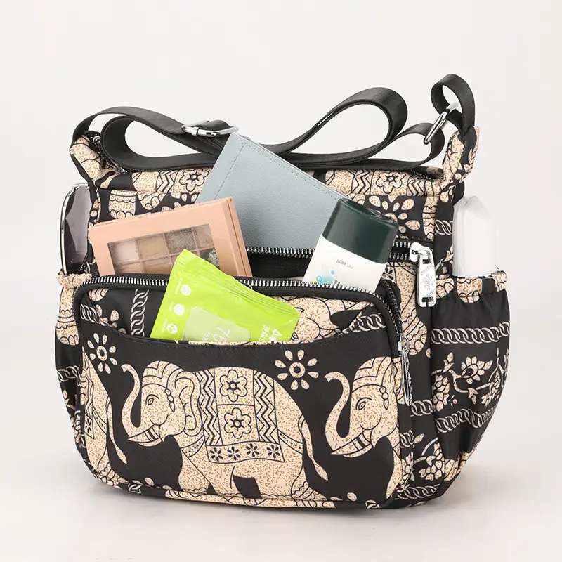 Printed Waterproof Multi-Compartment Women's Crossbody Bag - Image 12