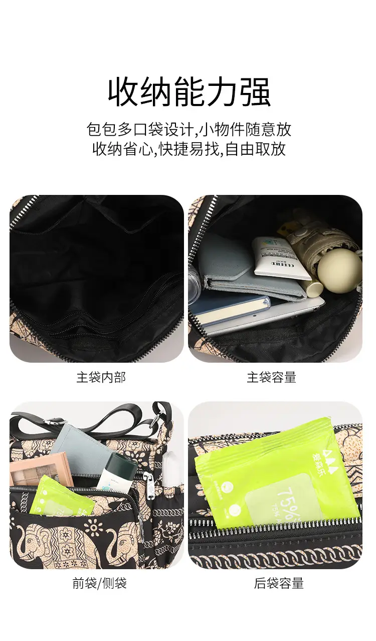 Printed Waterproof Multi-Compartment Women's Crossbody Bag — feature 9