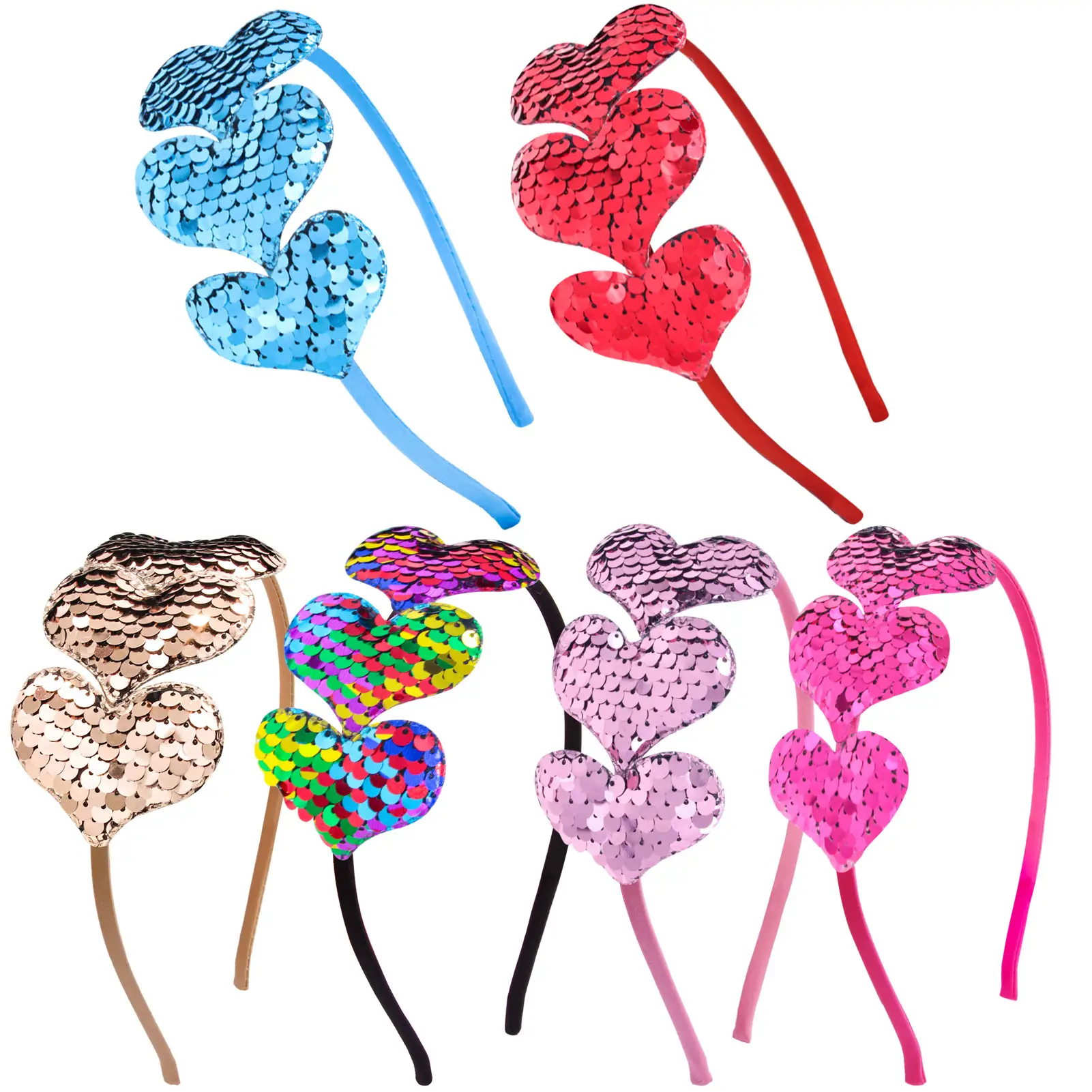 Colorful Sequin Heart Headband 14cm Lightweight - Image 8