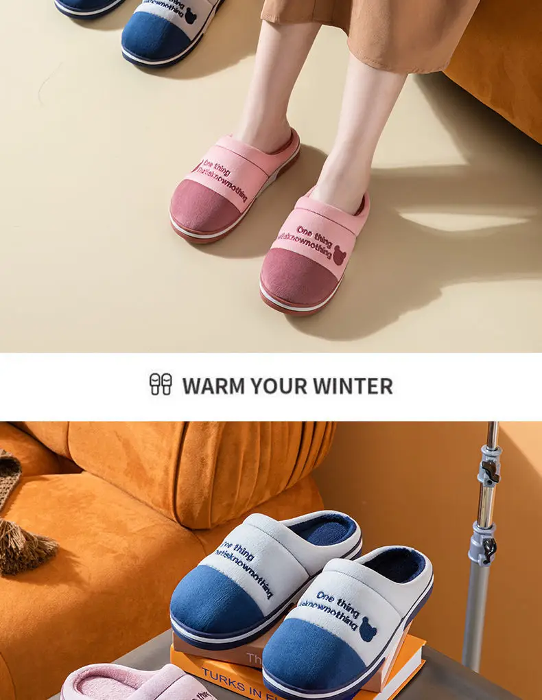 New Cotton Slippers for Men in Winter Thick-Soled Non-Slip Indoor Warm Home Slippers for Women and Couples Home Wool Slippers — feature 12