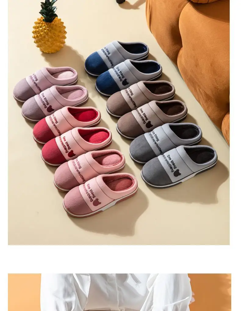 New Cotton Slippers for Men in Winter Thick-Soled Non-Slip Indoor Warm Home Slippers for Women and Couples Home Wool Slippers — feature 15