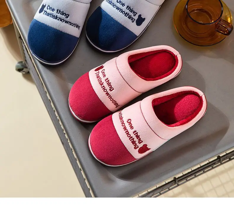 New Cotton Slippers for Men in Winter Thick-Soled Non-Slip Indoor Warm Home Slippers for Women and Couples Home Wool Slippers — feature 17