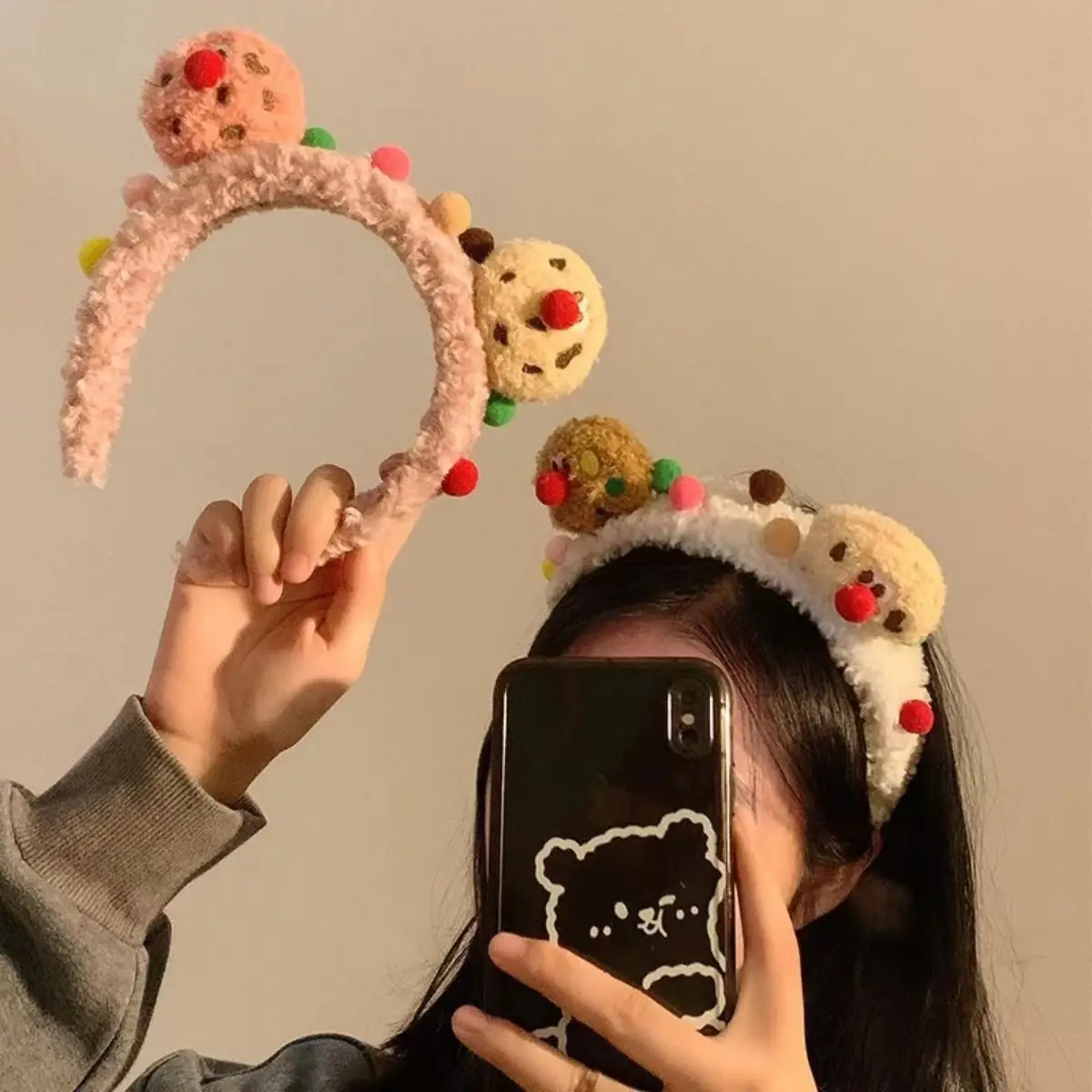 Plush Cookie Headband for Girls Autumn Winter