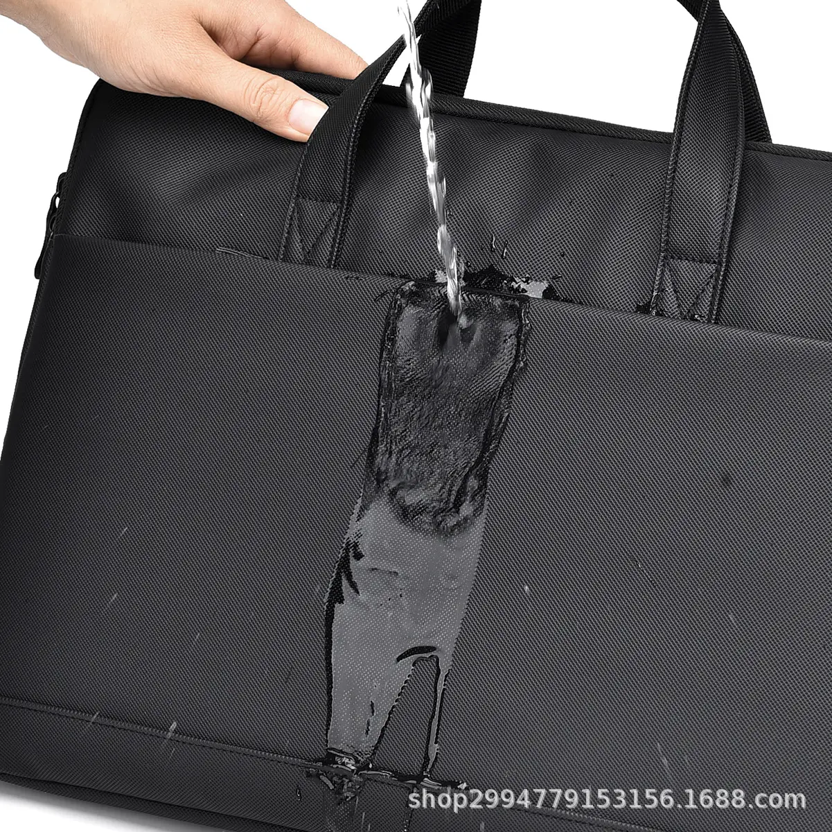 Men's Grey Leather Laptop Bag with Strap - Image 5