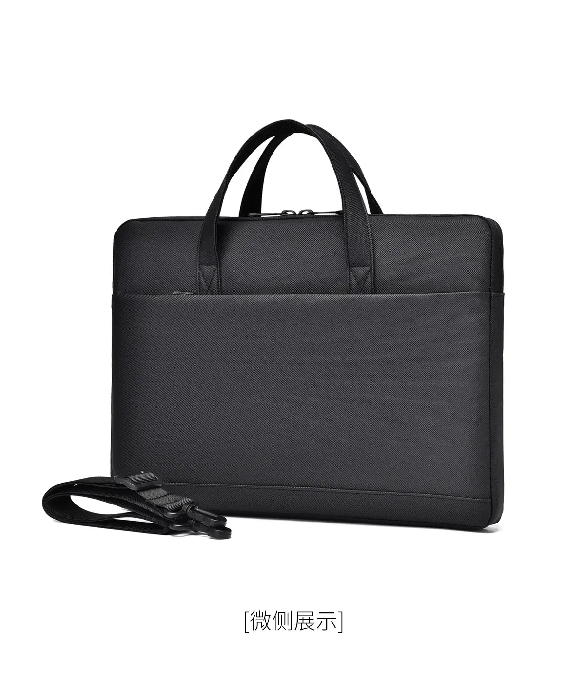 Men's Grey Leather Laptop Bag with Strap — feature 21