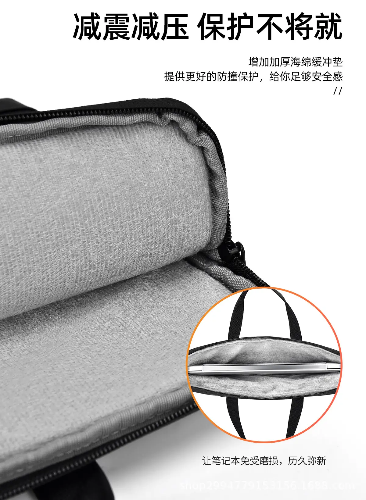Men's Grey Leather Laptop Bag with Strap — feature 5