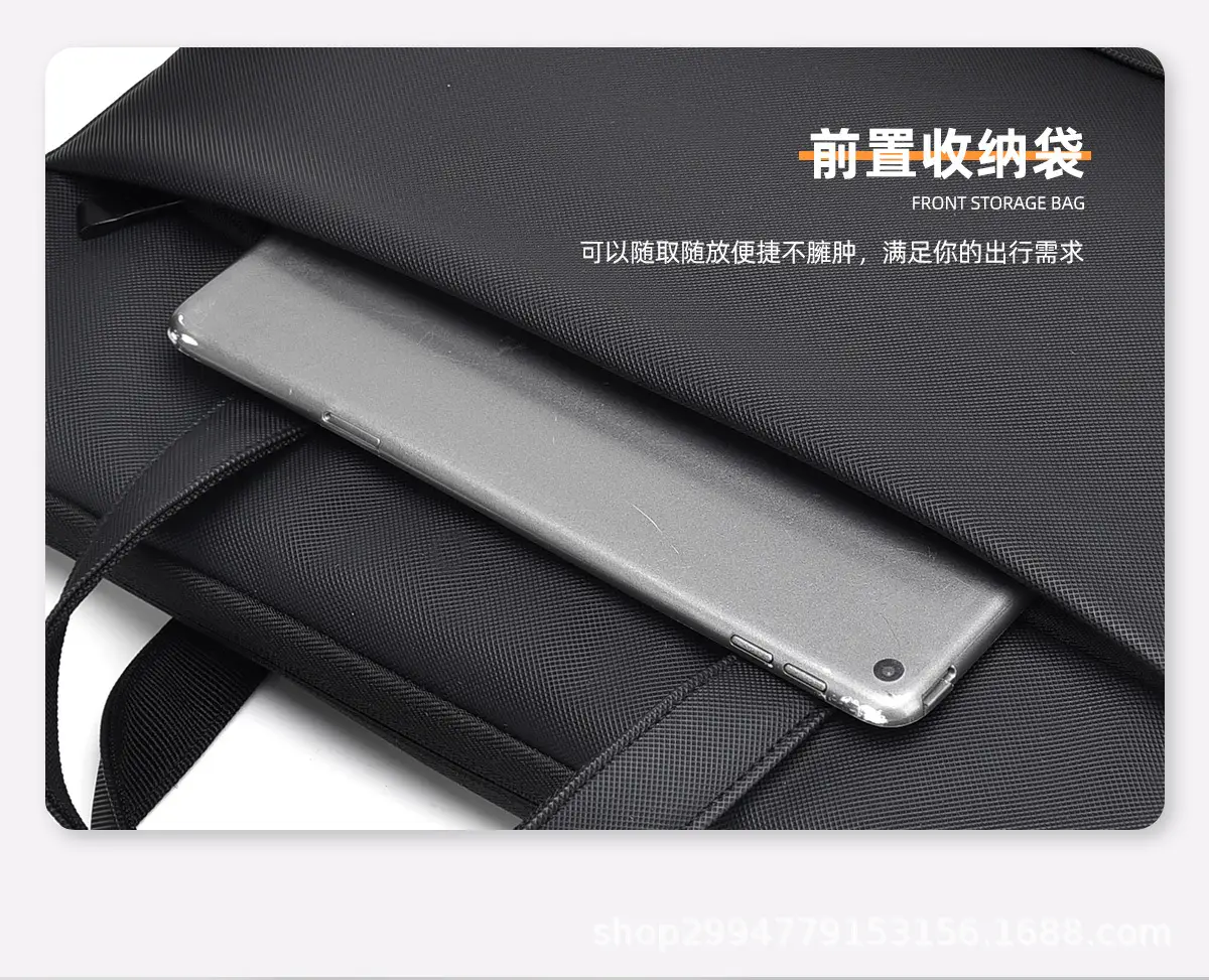Men's Grey Leather Laptop Bag with Strap — feature 9