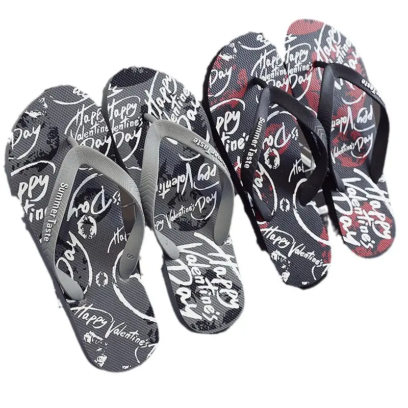 Men's Valentine Print Flip Flops Summer Casual Shoes