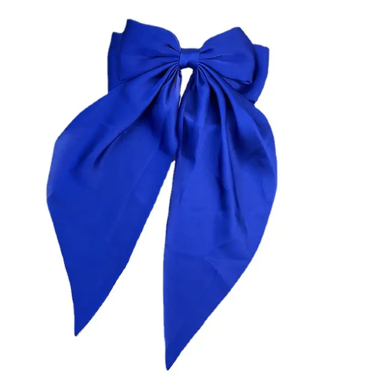 Elegant White Satin Hair Clip with Big Bow Design