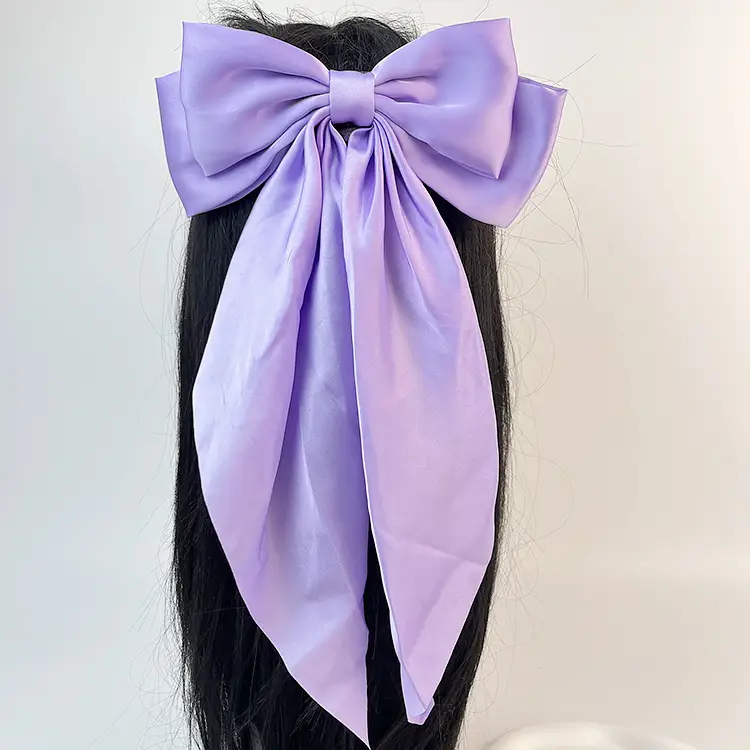 Elegant White Satin Hair Clip with Big Bow Design — feature 12