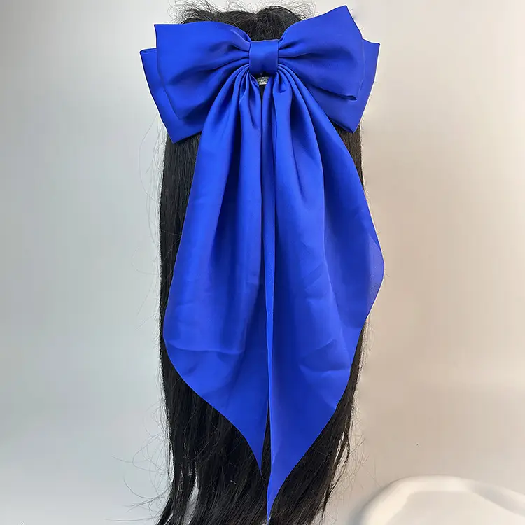 Elegant White Satin Hair Clip with Big Bow Design — feature 14