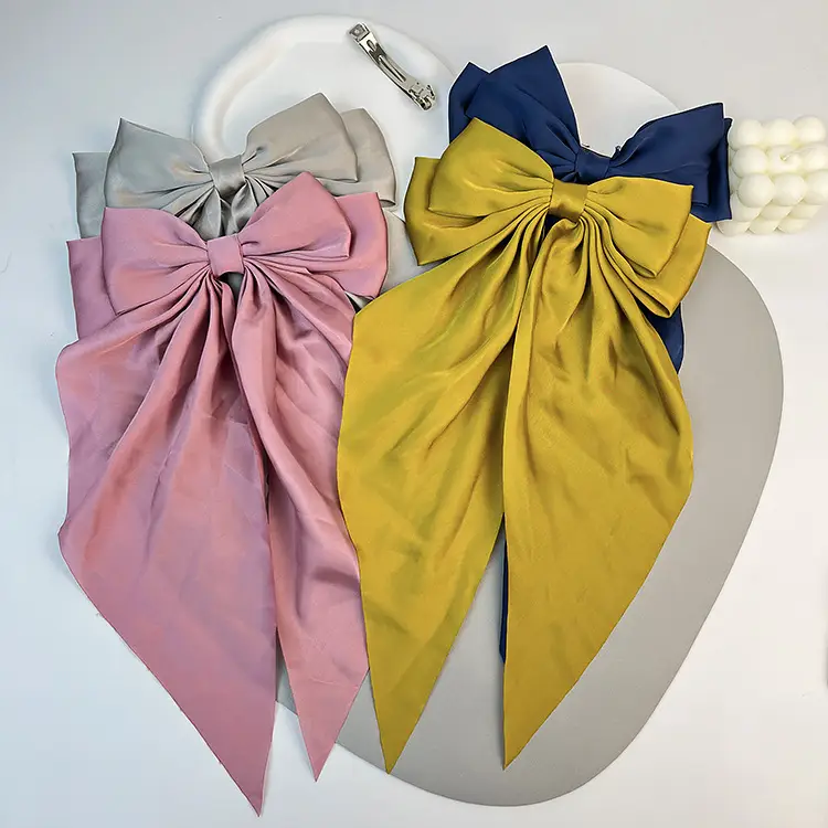 Elegant White Satin Hair Clip with Big Bow Design — feature 17