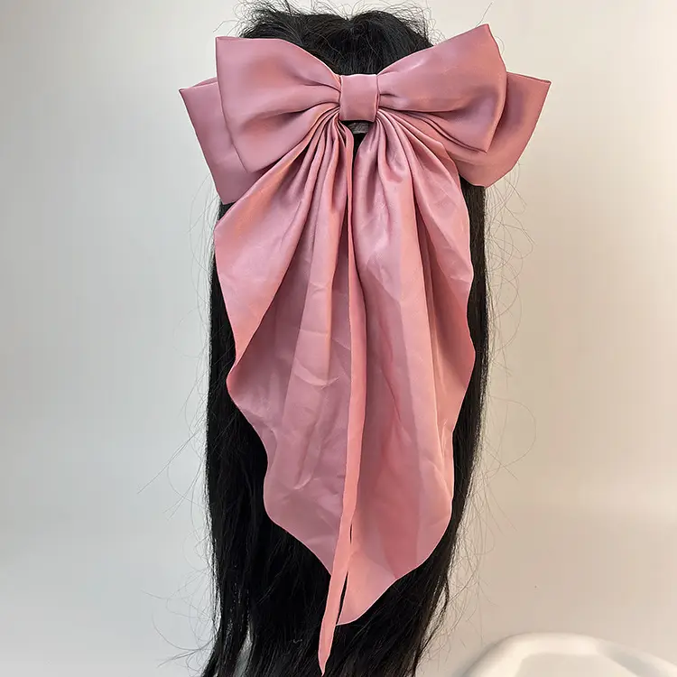 Elegant White Satin Hair Clip with Big Bow Design — feature 19