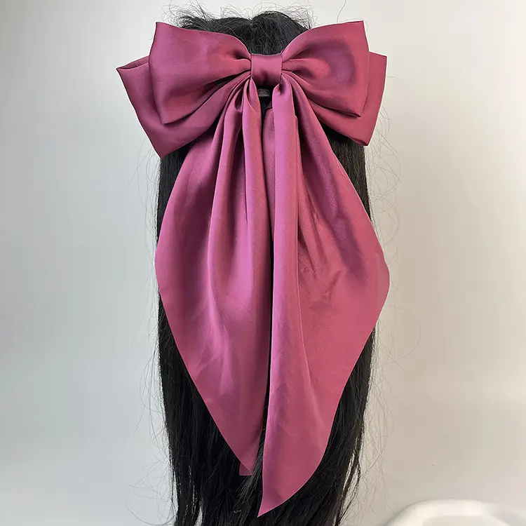 Elegant White Satin Hair Clip with Big Bow Design — feature 20