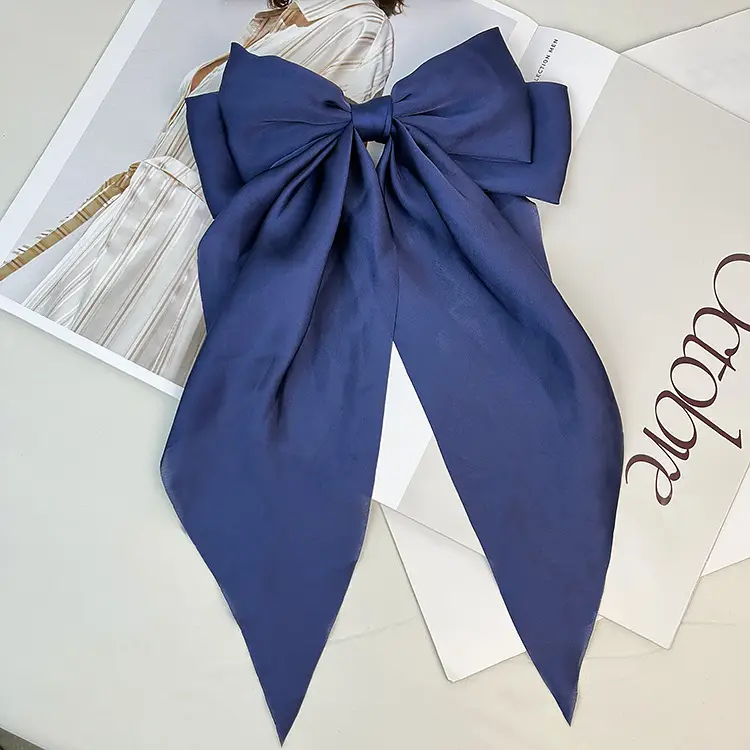 Elegant White Satin Hair Clip with Big Bow Design — feature 28