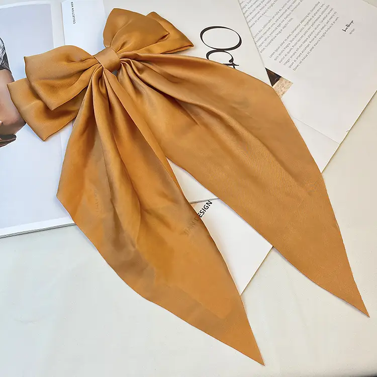 Elegant White Satin Hair Clip with Big Bow Design — feature 29