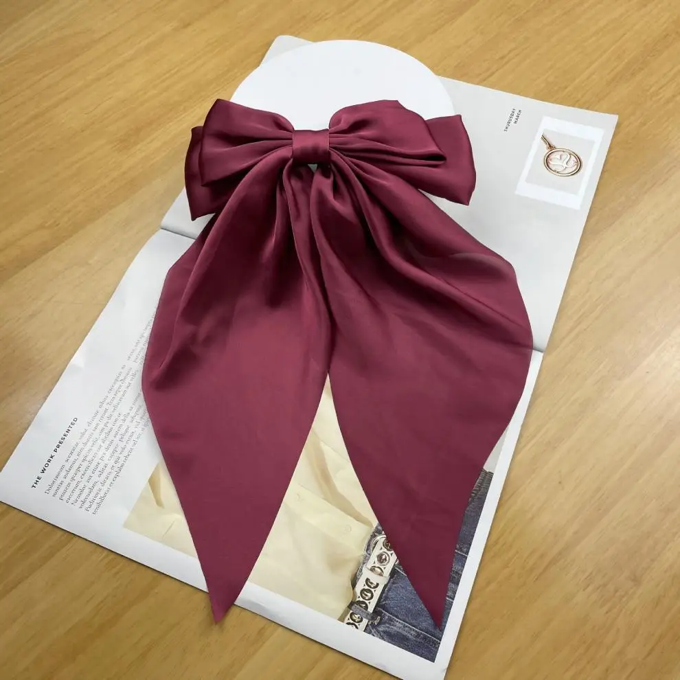 Elegant White Satin Hair Clip with Big Bow Design — feature 30