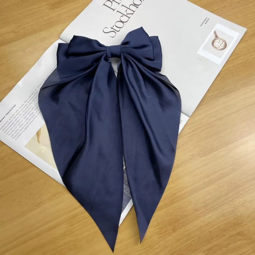 Elegant White Satin Hair Clip with Big Bow Design — feature 32
