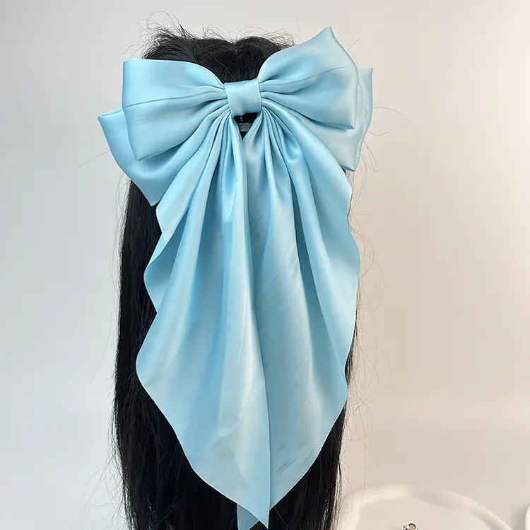 Elegant White Satin Hair Clip with Big Bow Design — feature 8