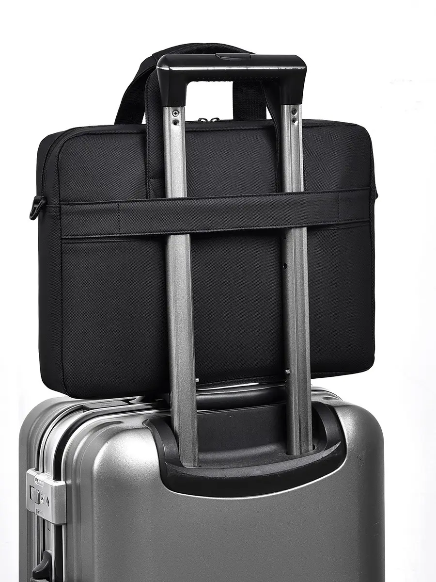 Men's 14inch Leather Satchel Laptop Bag with Logo Print - Image 6