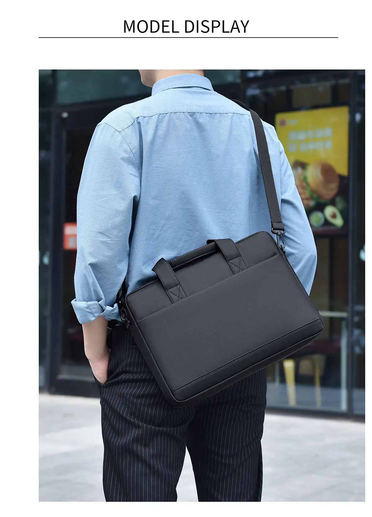 Men's 14inch Leather Satchel Laptop Bag with Logo Print — feature 14