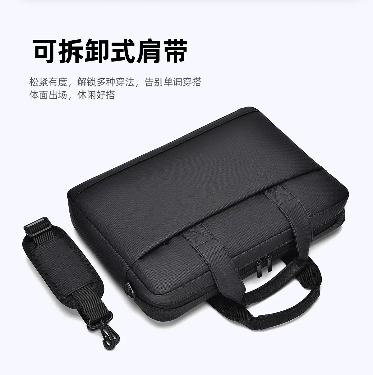 Men's 14inch Leather Satchel Laptop Bag with Logo Print — feature 4