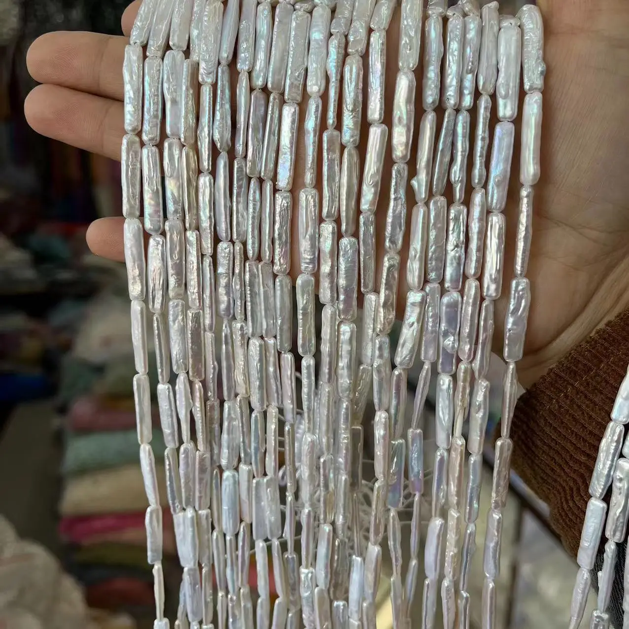 Silver Pearl Necklace Bracelet 5x24MM Wholesale - Image 5