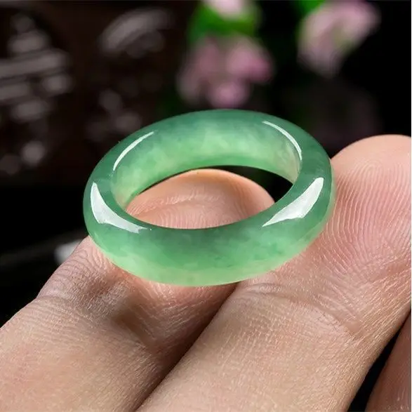 Ice Green Jade Ring for Men Women Running Ring - Image 5