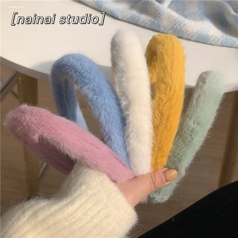 Candy Color Plush Headband for Women Winter Use - Image 7
