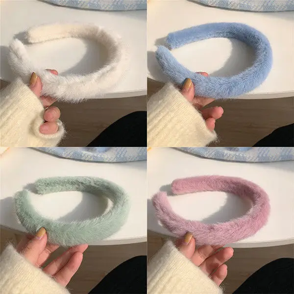 Candy Color Plush Headband for Women Winter Use — feature 1