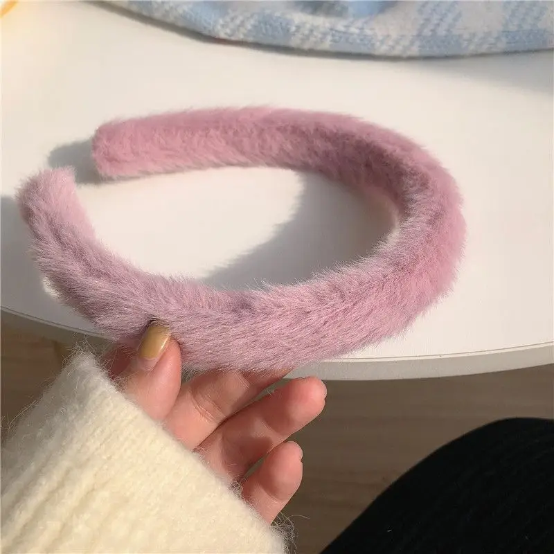 Candy Color Plush Headband for Women Winter Use - Image 5